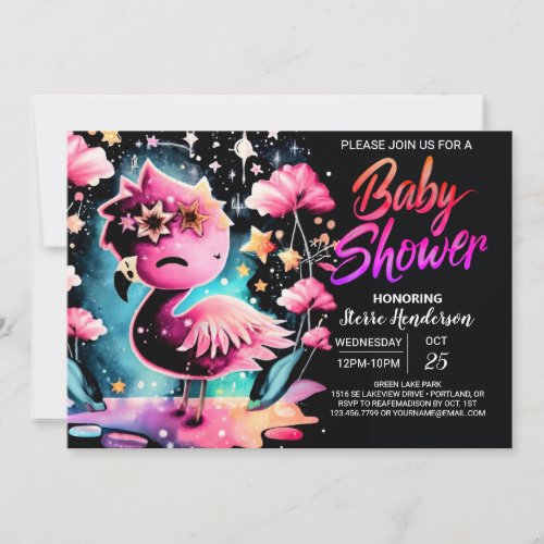 Digital Elegant Flamingo Baby Shower Invitation