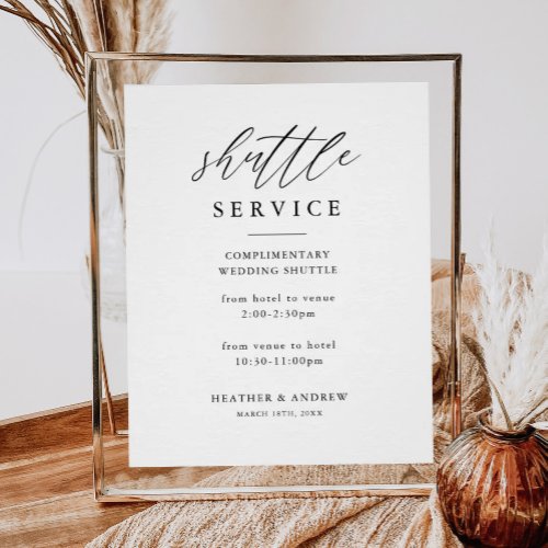 Digital Elegant Wedding Shuttle Service Sign