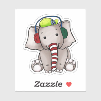 Digital Elephant Christmas Cartoon Drawn by me Sticker