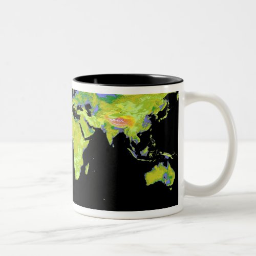 Digital elevation model of the continents on Ea Two_Tone Coffee Mug