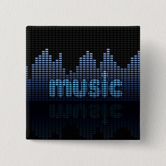 Digital Equalizer Music Wave Wall Pinback Button (Front)