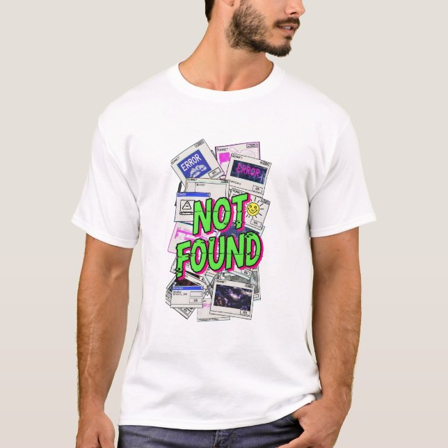 Digital Error Pop-up Glitch Art Not Found T-Shirt (Front)