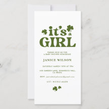 Digital Evite Its a Girl St. Patrick's Day Baby