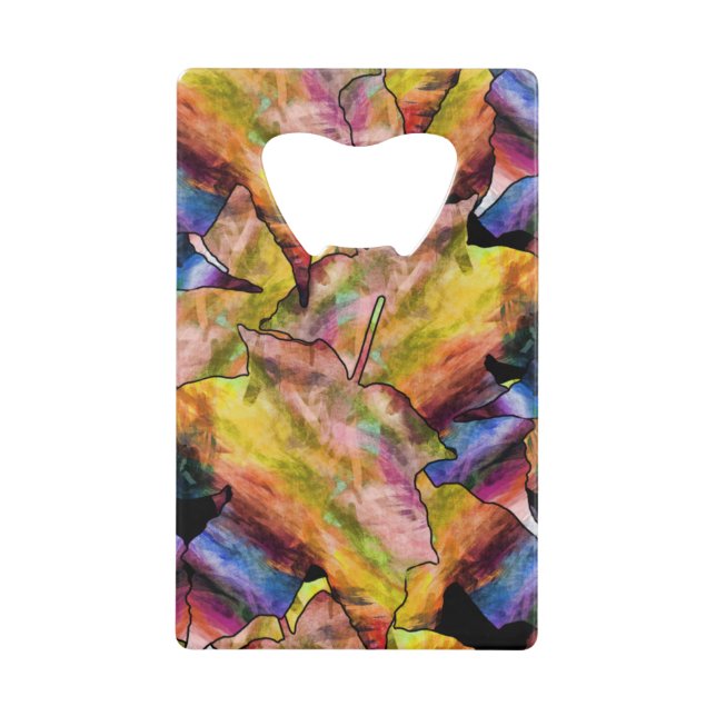 Digital Fall Colors Abstract Credit Card Bottle Opener (Front)