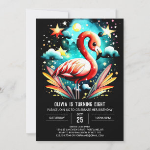 Digital Flamingo Boho Birthday Invitation