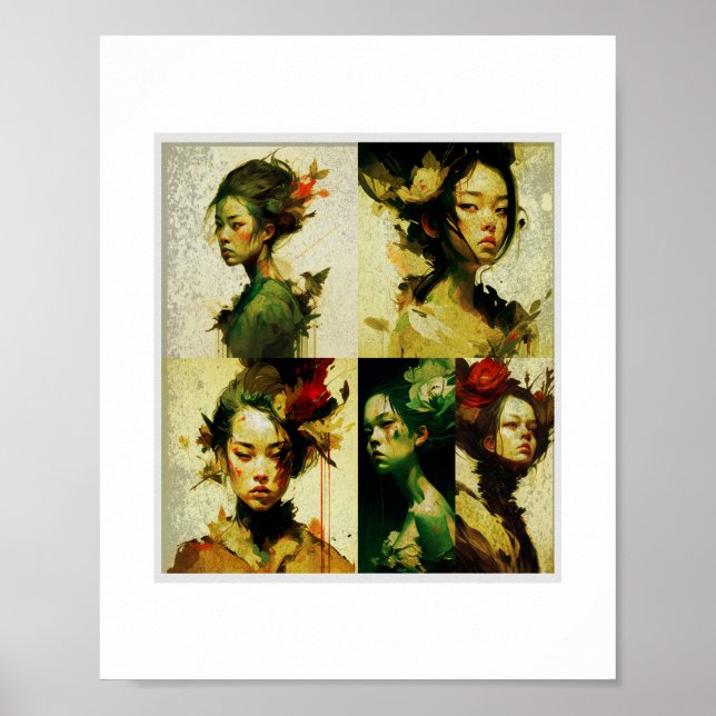 Digital floral art and dark aesthetics. poster (Front)