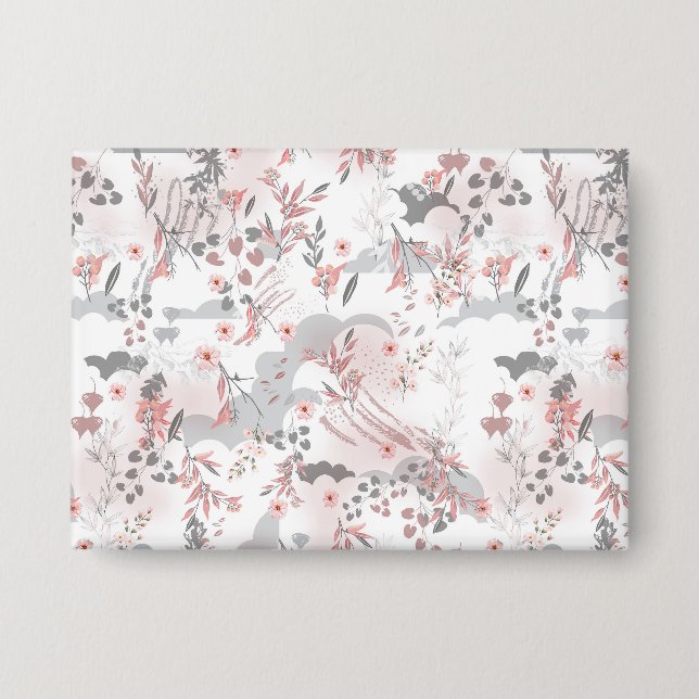 Digital Floral Pattern on Pastel Tones Button (Front)