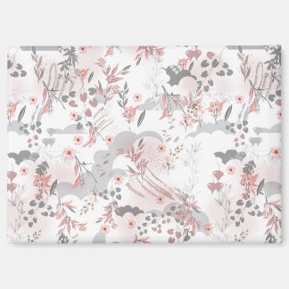 Digital Floral Pattern on Pastel Tones Magnet