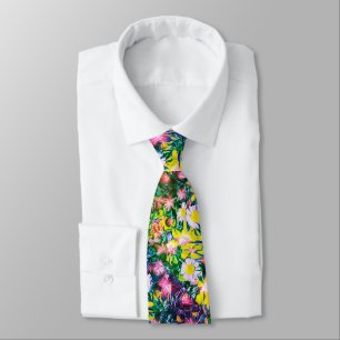 Digital Floral Summer Blues Wardrobe Upgrade Cool Neck Tie