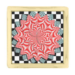 Digital Flower by Kenneth Yoncich Gold Finish Lapel Pin