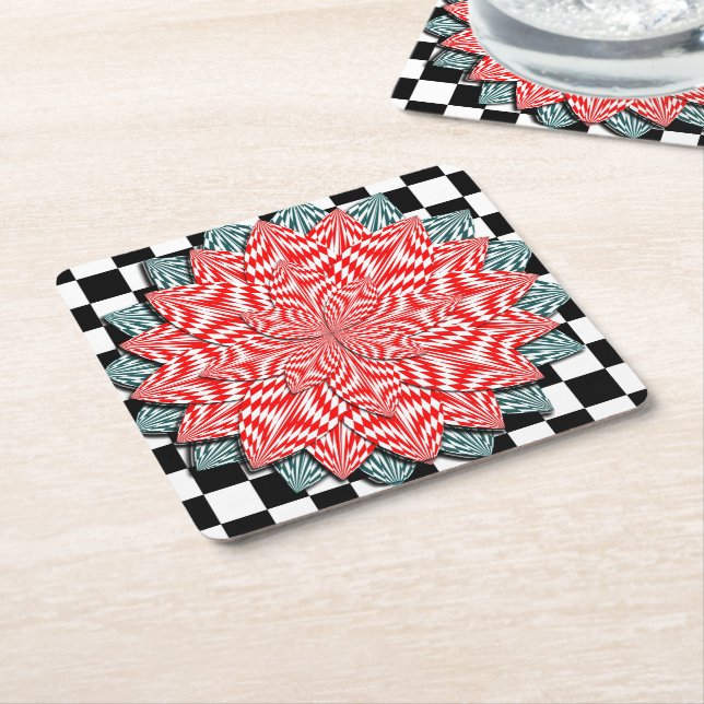 Digital Flower by Kenneth Yoncich Square Paper Coaster (Angled)