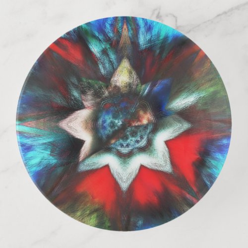 Digital flower with aged parts and faded colors    trinket tray