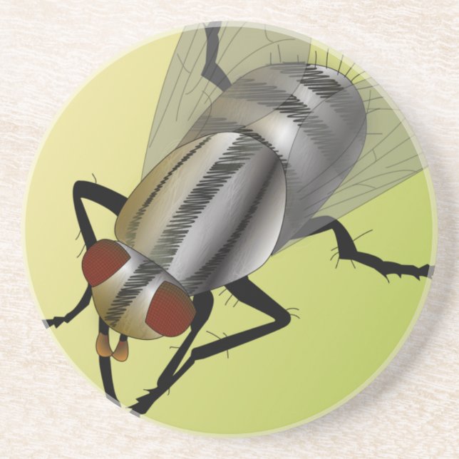 Digital Fly Sandstone Coaster (Front)