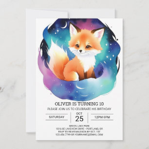 Digital Fox Adventure Birthday Party Invitation