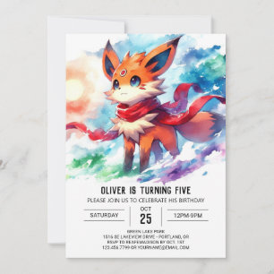 Digital Fox Birthday Invitation