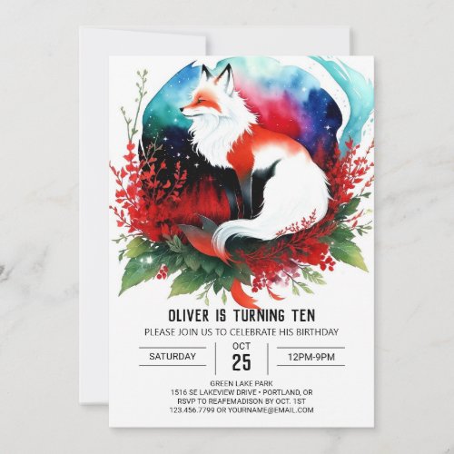 Digital Fox Children Birthday Invitation