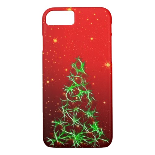 Digital Fractal Christmas Tree Over Star Field iPhone 87 Case