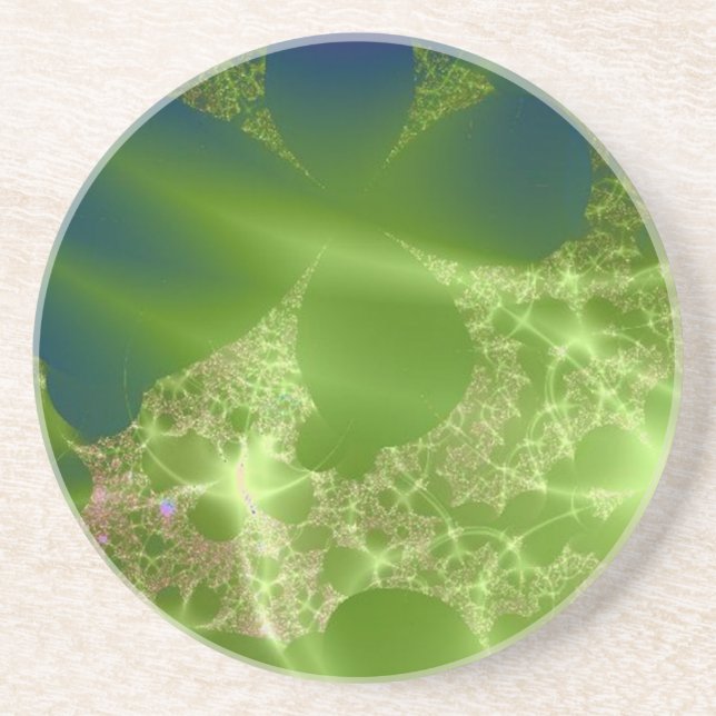 Digital Frost on Green and Blue Sandstone Coaster (Front)
