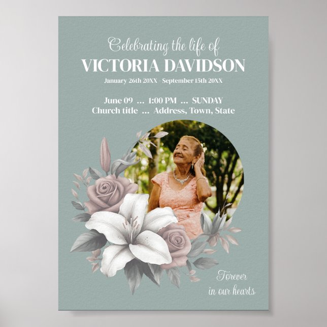Digital Funeral Announcement Instant Download Post Poster (Front)