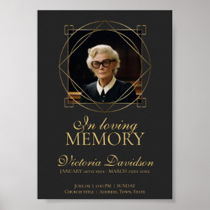 Digital Funeral Announcement Post Dark Grey Poster