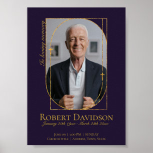 Digital Funeral Announcement Post Dark Purple Poster
