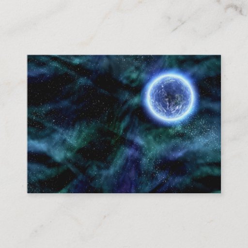 Customizable Digital Galaxy Alien Planet In Space Blue Nebula Business Card Template