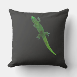 Digital Gecko on Cotton Throw Pillow