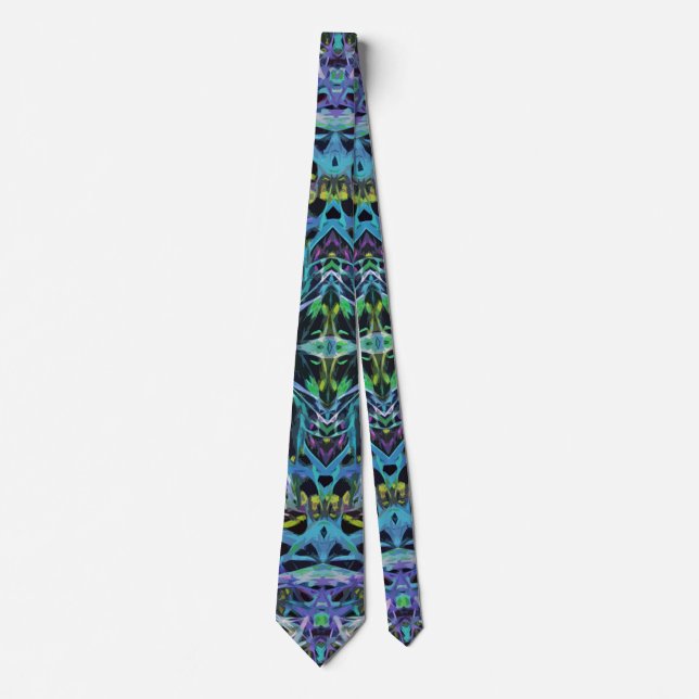 Digital geometric abstract in blue. neck tie (Front)