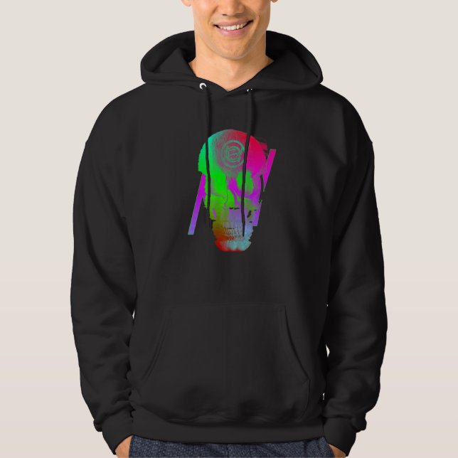 Digital Ghost Skull Glitch Hoodie (Front)