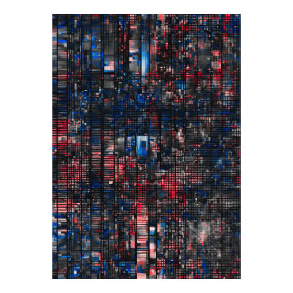 Digital Glitch Matrix Red and Blue Abstract Photo Print