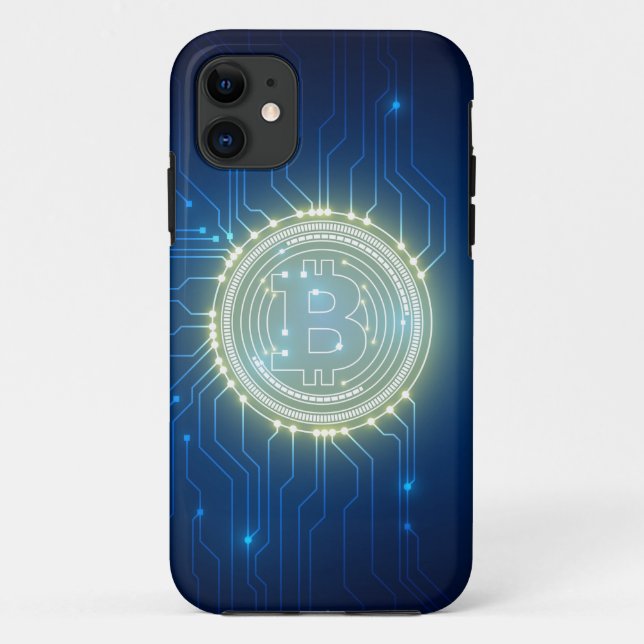 Digital Gold Bitcoin Cryptocurrency Blue Case-Mate iPhone Case (Back)
