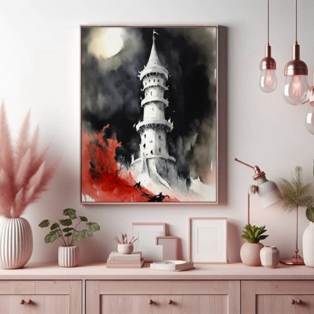 Digital Gothic Art — Spectral Shadow Faux Canvas Print (Arte gótico en pared )