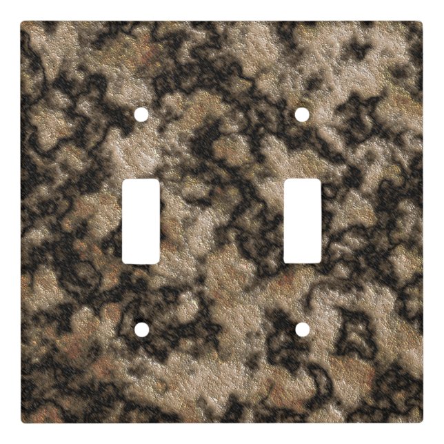 Digital Granite Texture Champagne Dark Brown Light Switch Cover (Front)