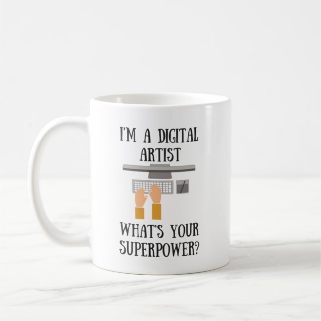 Digital Graphic Artist Superpower Superhero Mug (Left)