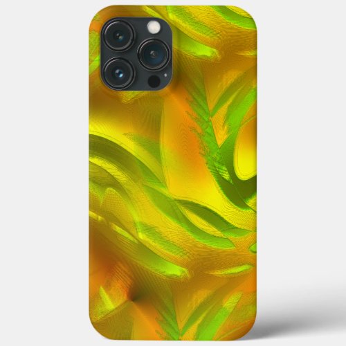 Digital green orange peel on yellow rough texture  iPhone 13 pro max case