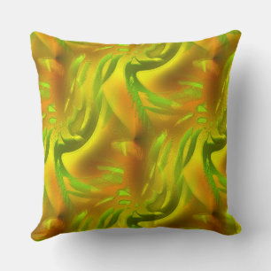 Digital green orange peel on yellow rough texture throw pillow