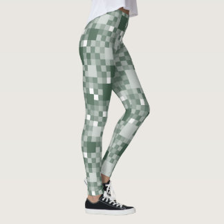 Digital Green Pixelated Little Squares Leggings