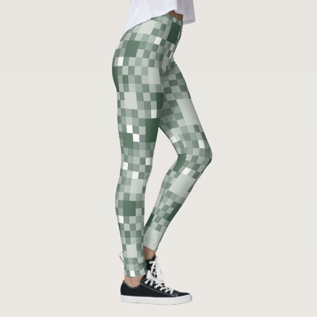 Digital Green Pixelated Little Squares Leggings (Right)
