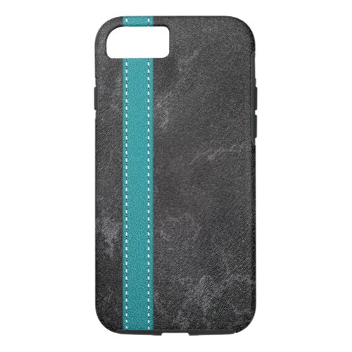 Digital Grey Faux Leather Turquoise Strap iPhone 87 Case