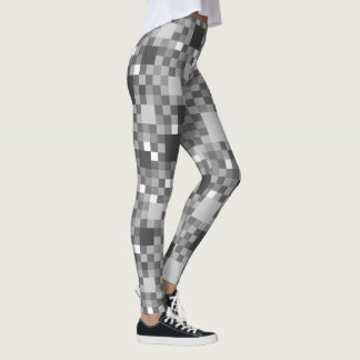 Digital Grey Pixelated Little Squares Leggings