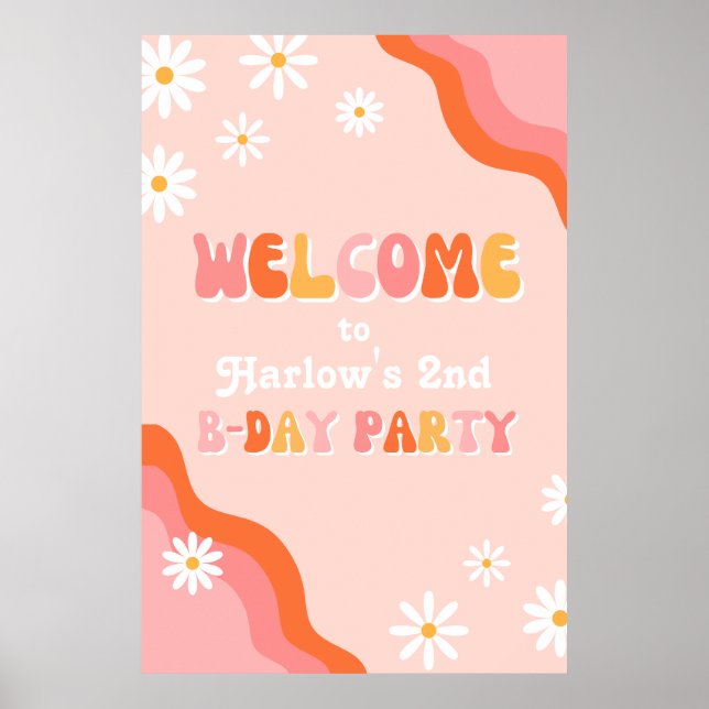 Digital Groovy Birthday Party Welcome Sign (Front)