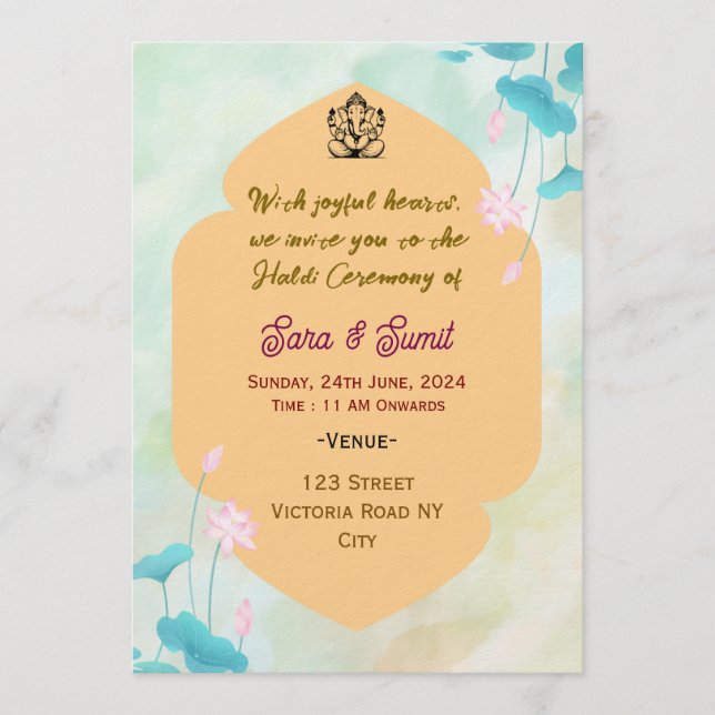 Digital Haldi Ceremony Invitations  (Front)