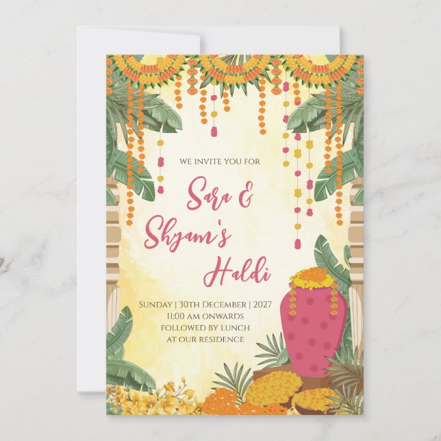 Digital Haldi invitations Pithi invites (Front)
