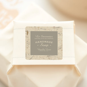 Digital Handmade Floral Paper Natural Soap Square Sticker