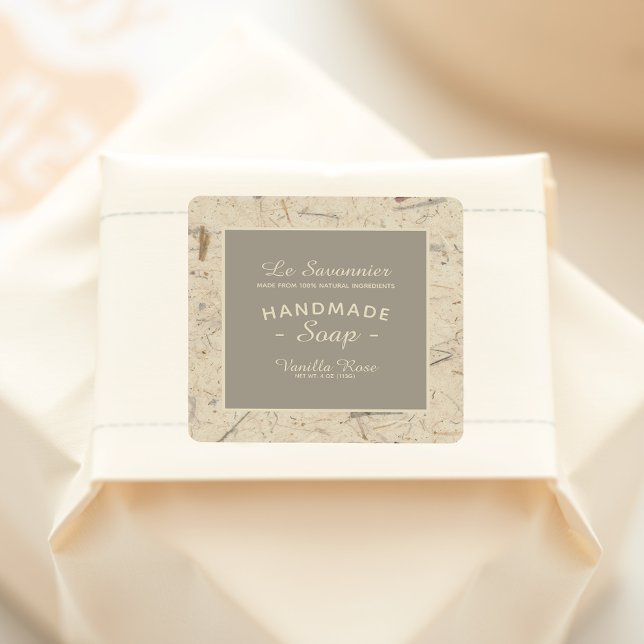 Digital Handmade Floral Paper Natural Soap  Square Sticker (Creator Uploaded)