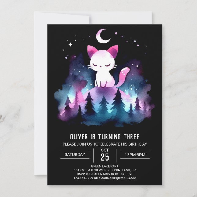 Digital Happy Cat Birthday Invitation (Front)