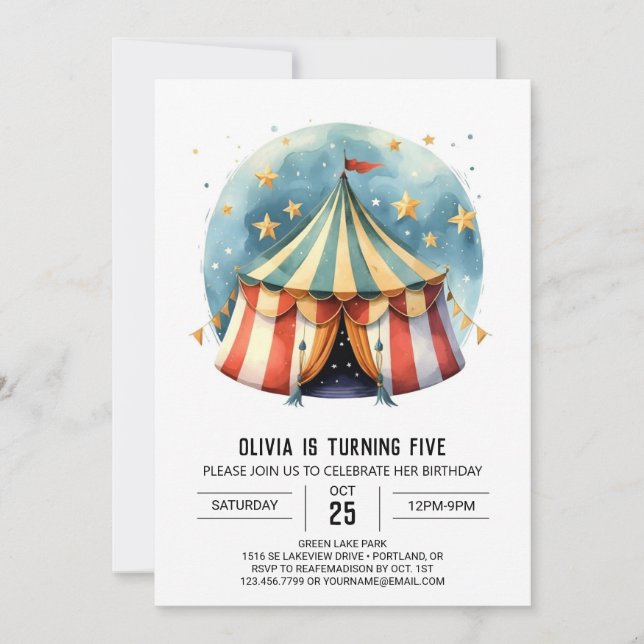Digital Happy Celebration Circus Birthday Invitation (Front)