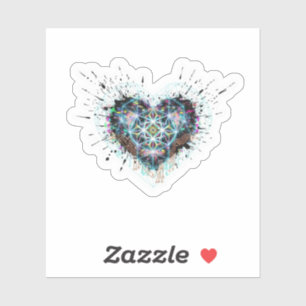 Digital Heart Sacred Geometry Heart Design Sticker