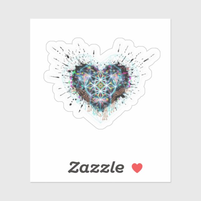 Digital Heart Sacred Geometry Heart Design  Sticker (Sheet)