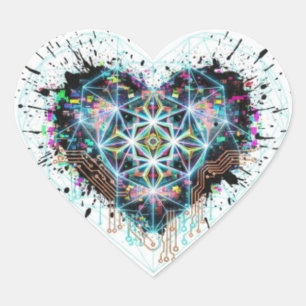 Digital Heart Sacred Geometry Heart Design Sticker